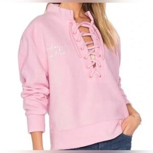NWT Revolve x Daydream Nation Friday I’m In Love Cozy Lace Up Fleece Pullover